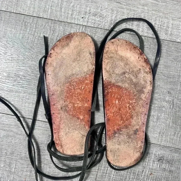 Beek Gladiator Black Leather Strappy Sandals - Picture 2 of 5